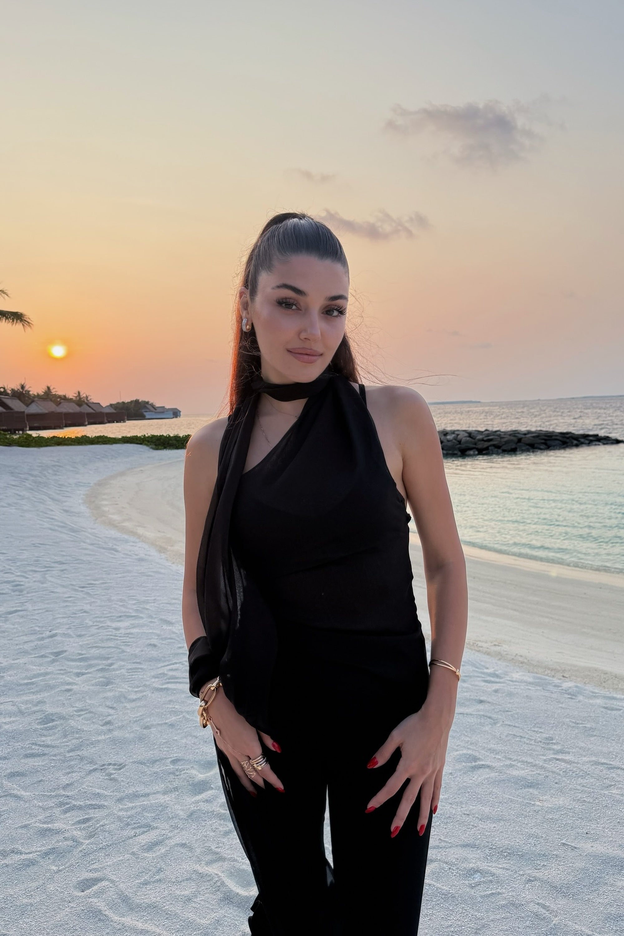 Black Shawl-Inspired Open Back Blouse