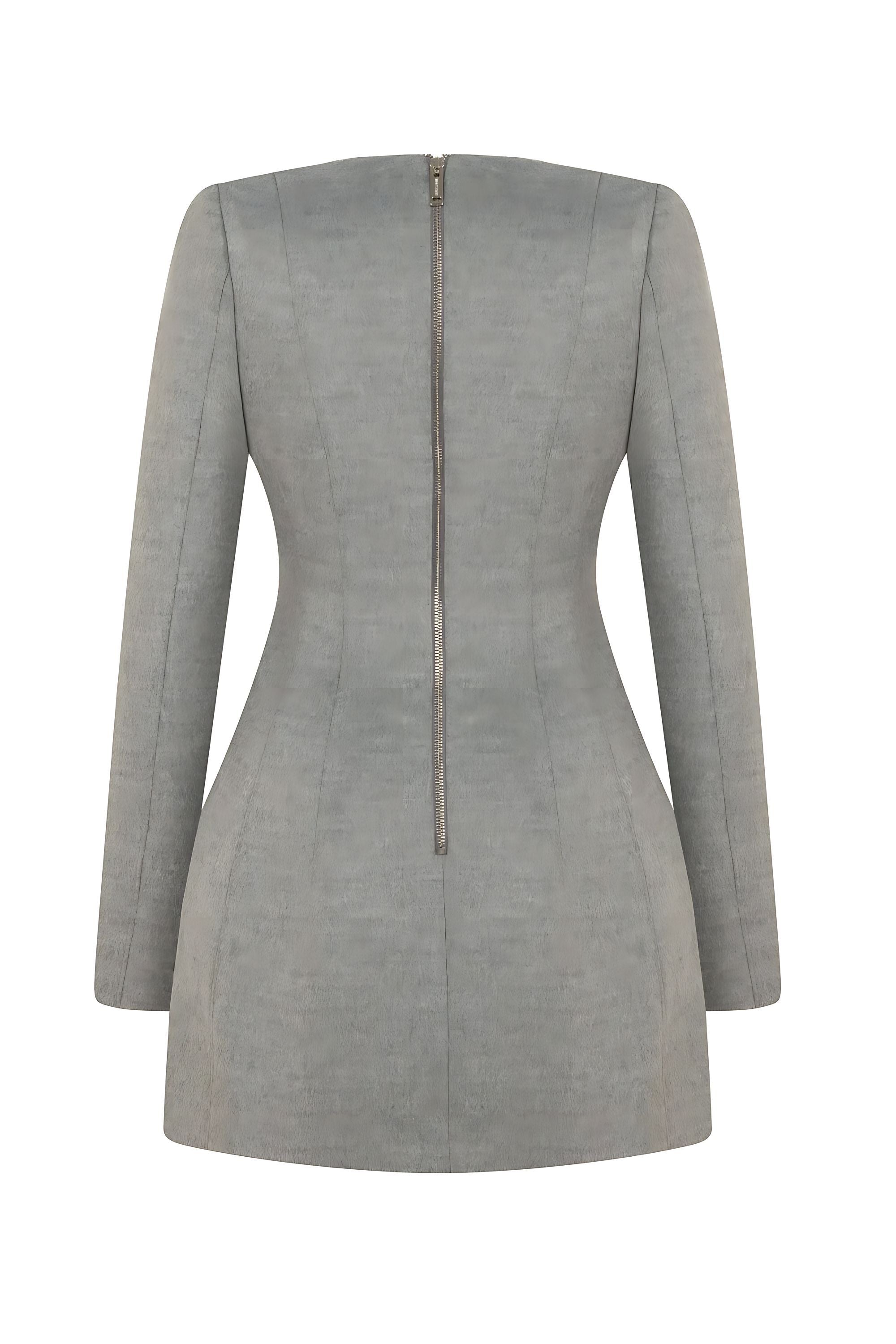 Padded Shoulder Long Sleeve Minidress (Final Sale)