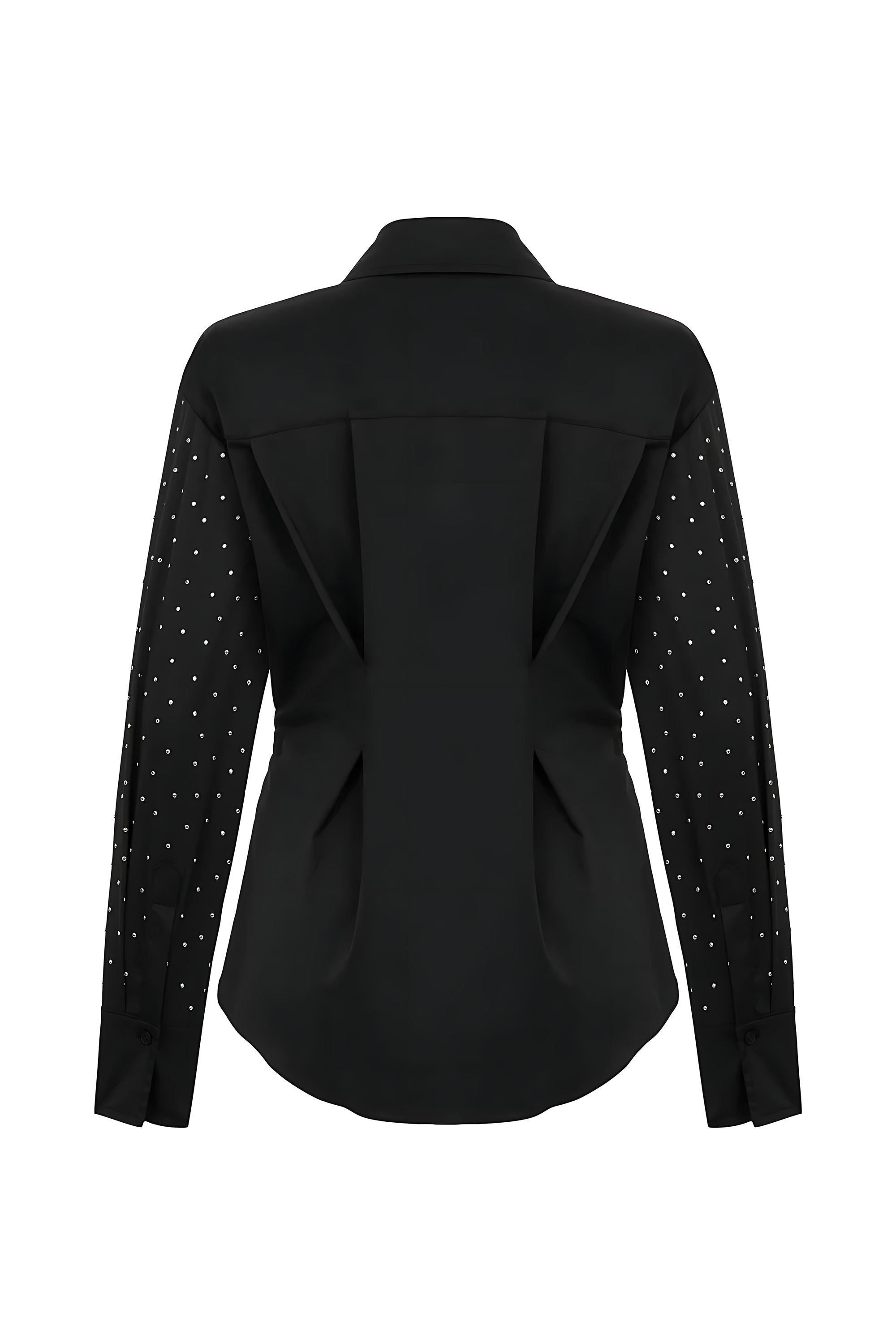 Rhinestone Embroidered Button-Up Shirt