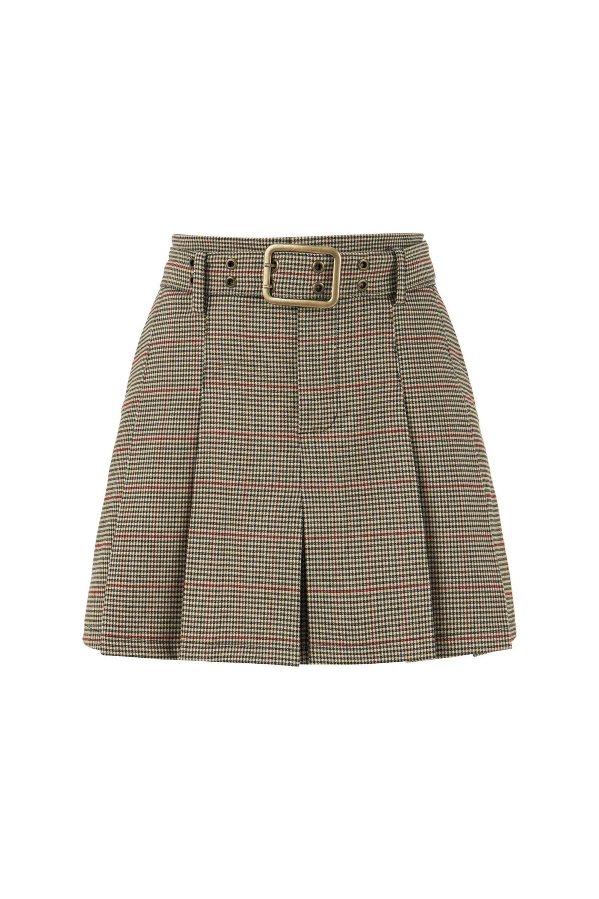Belted Pleated Mini Skirt (Final Sale)