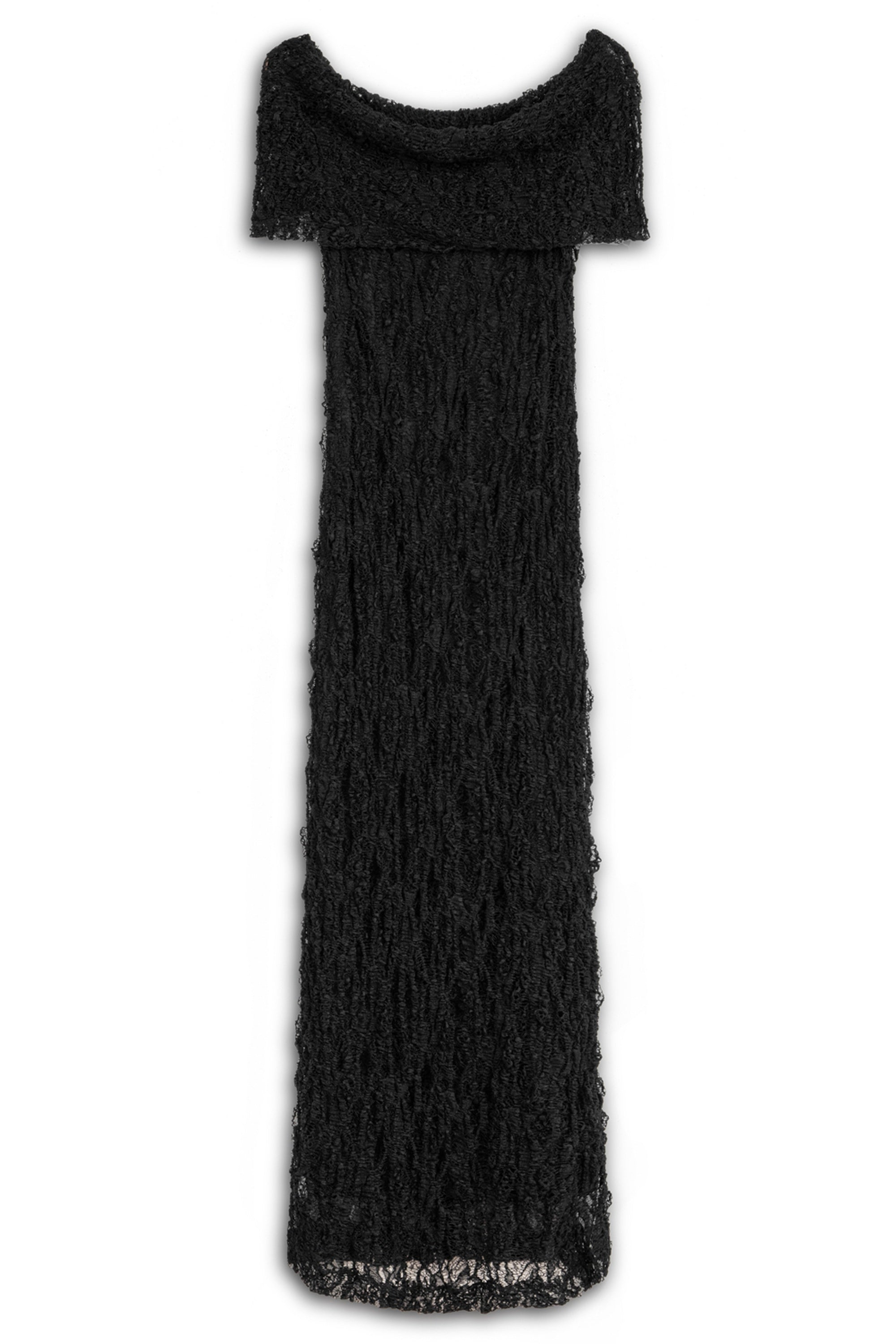 Black Off-The-Shoulder Lace Maxi Dress