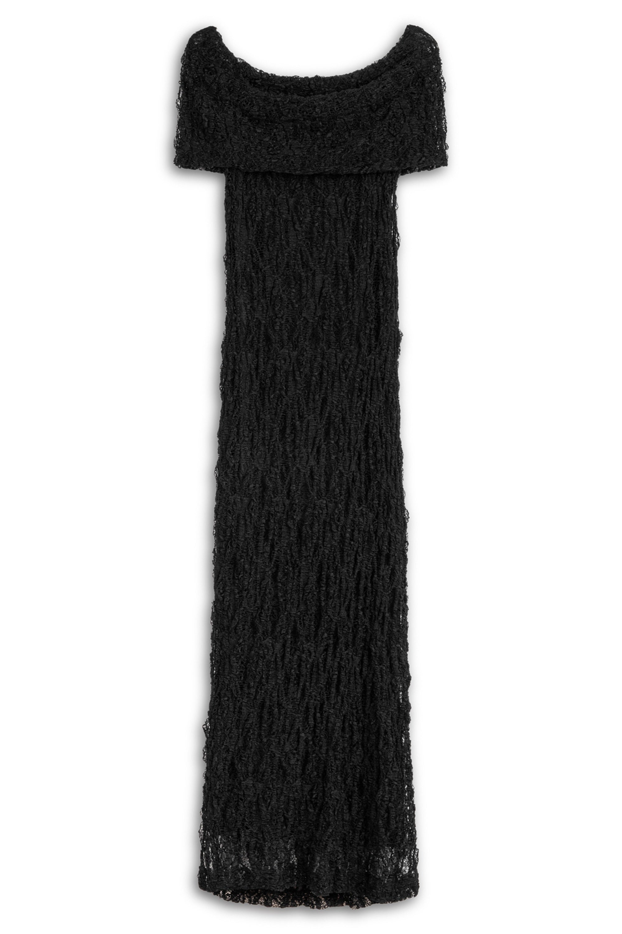 Black Off-The-Shoulder Lace Maxi Dress