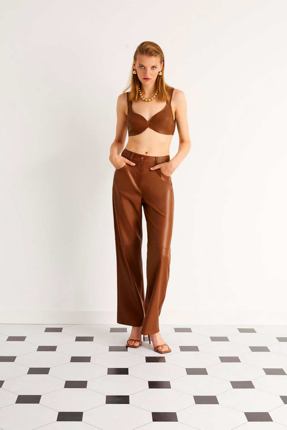 Wide Leg Pleather Pants