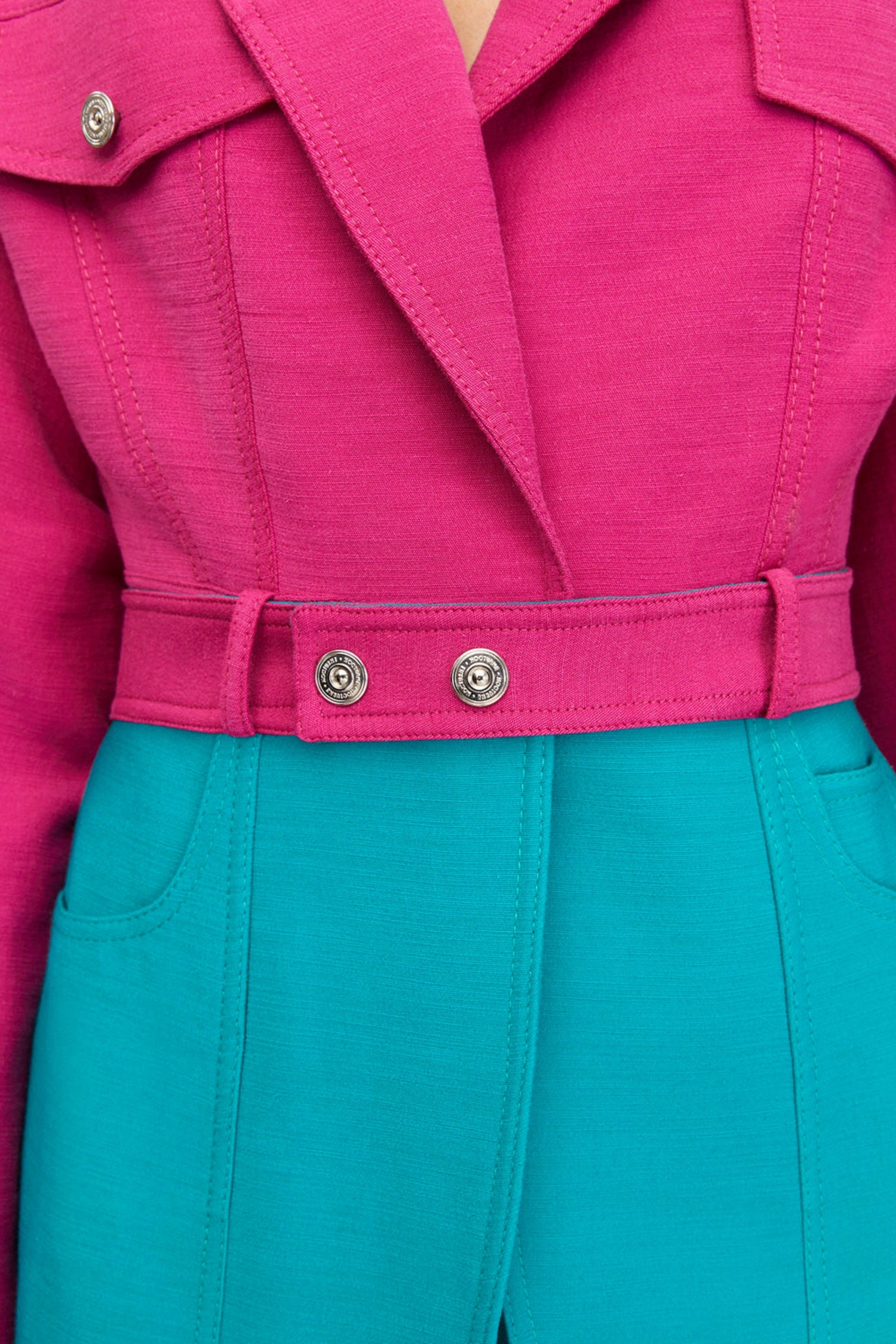 Color Block Double Breasted Jacket