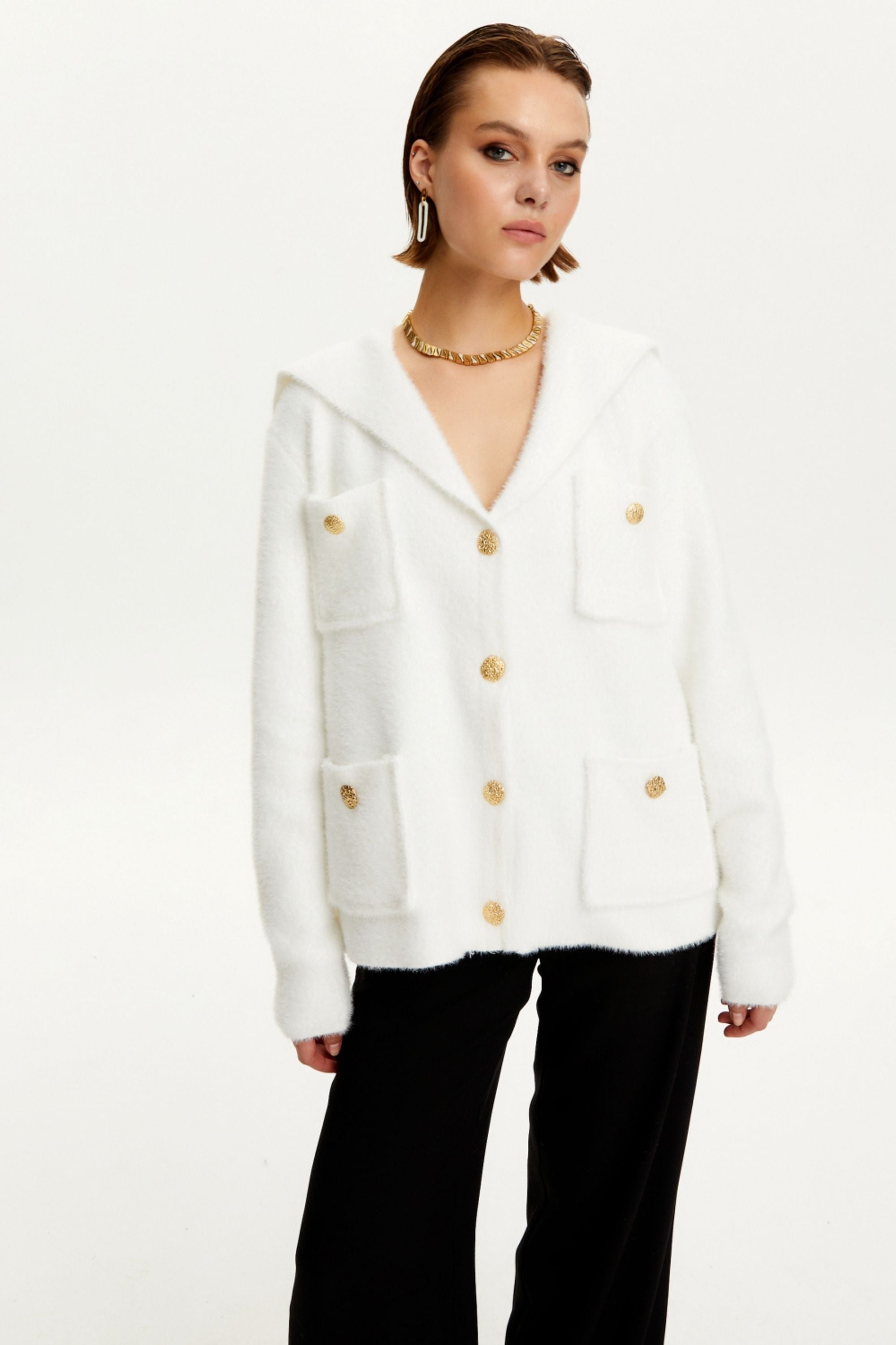 Sailor Collar Knit Cardigan