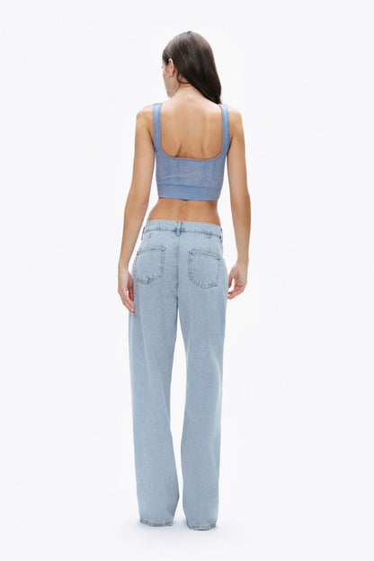 Indigo Ribbed Crop Top