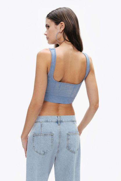 Indigo Ribbed Crop Top