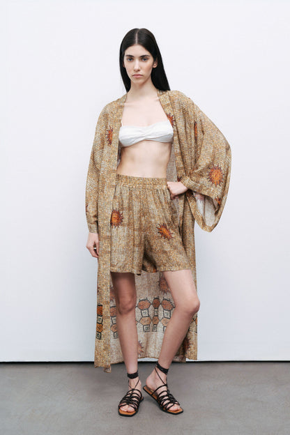 Oversized Mosaic Patterned Kimono