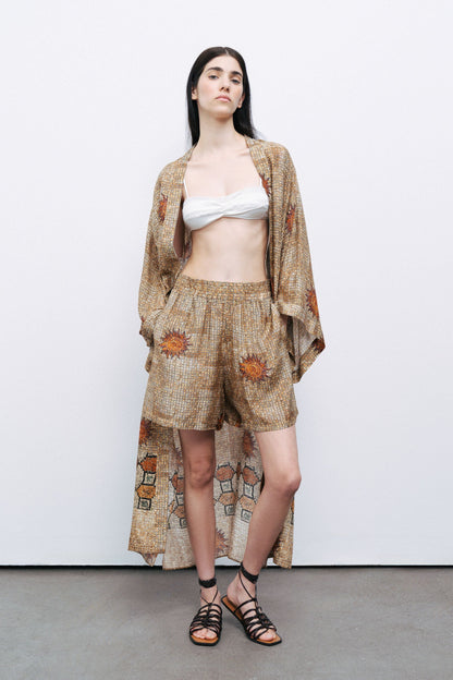 Oversized Mosaic Patterned Kimono