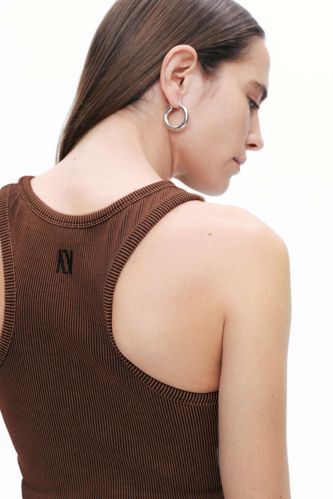 Coffee Sleeveless Ribbed Crop Top