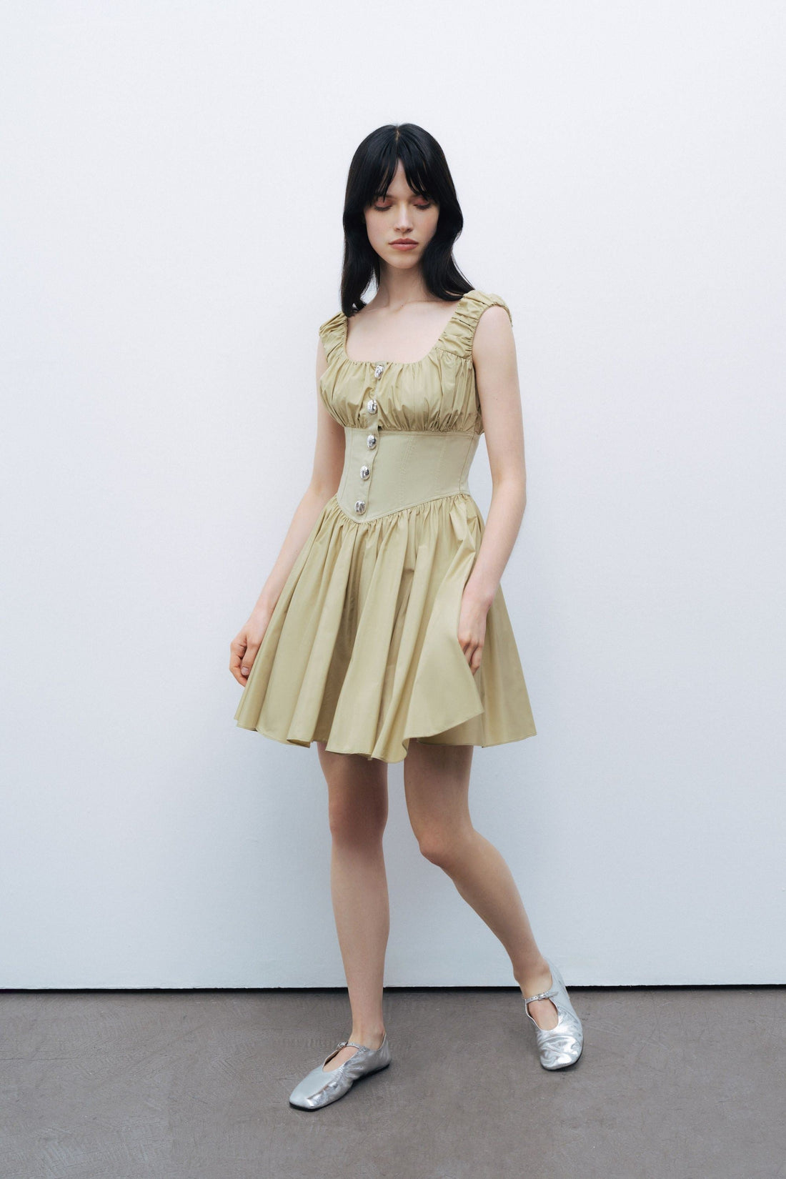 Olive Corset Look Mini Dress