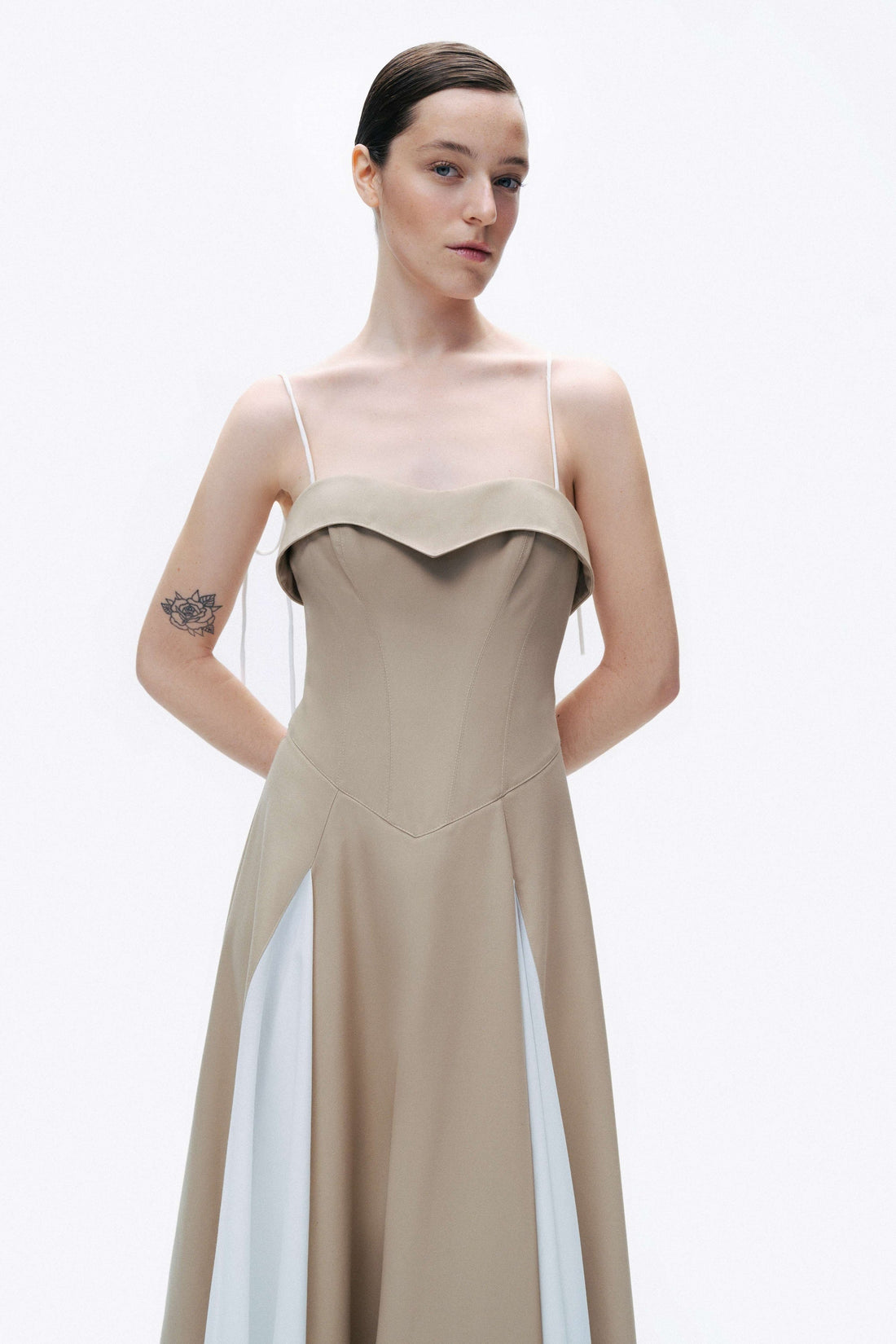 Beige Corset Look Dress