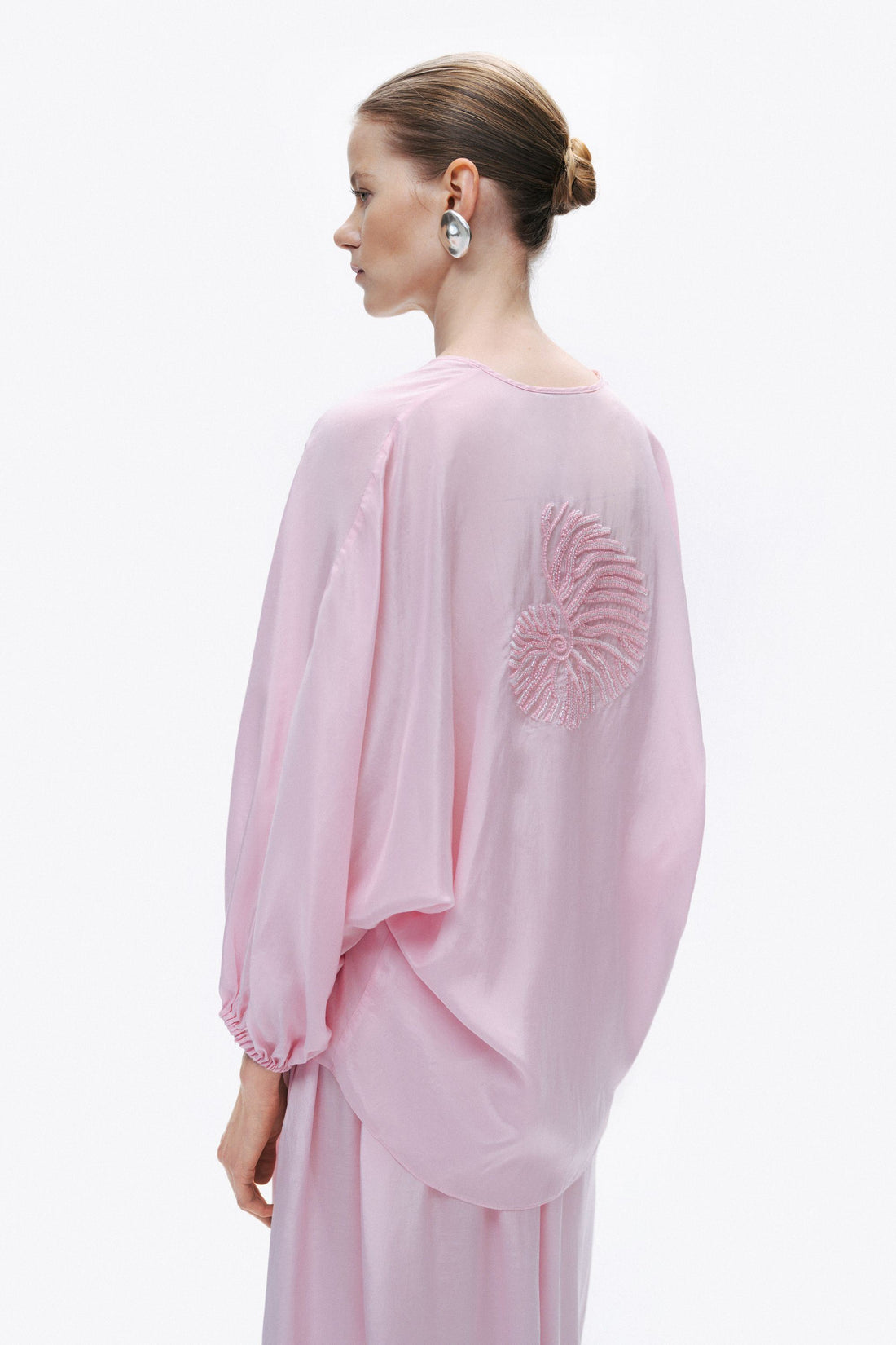 Pink Beaded Embroidered Shirt