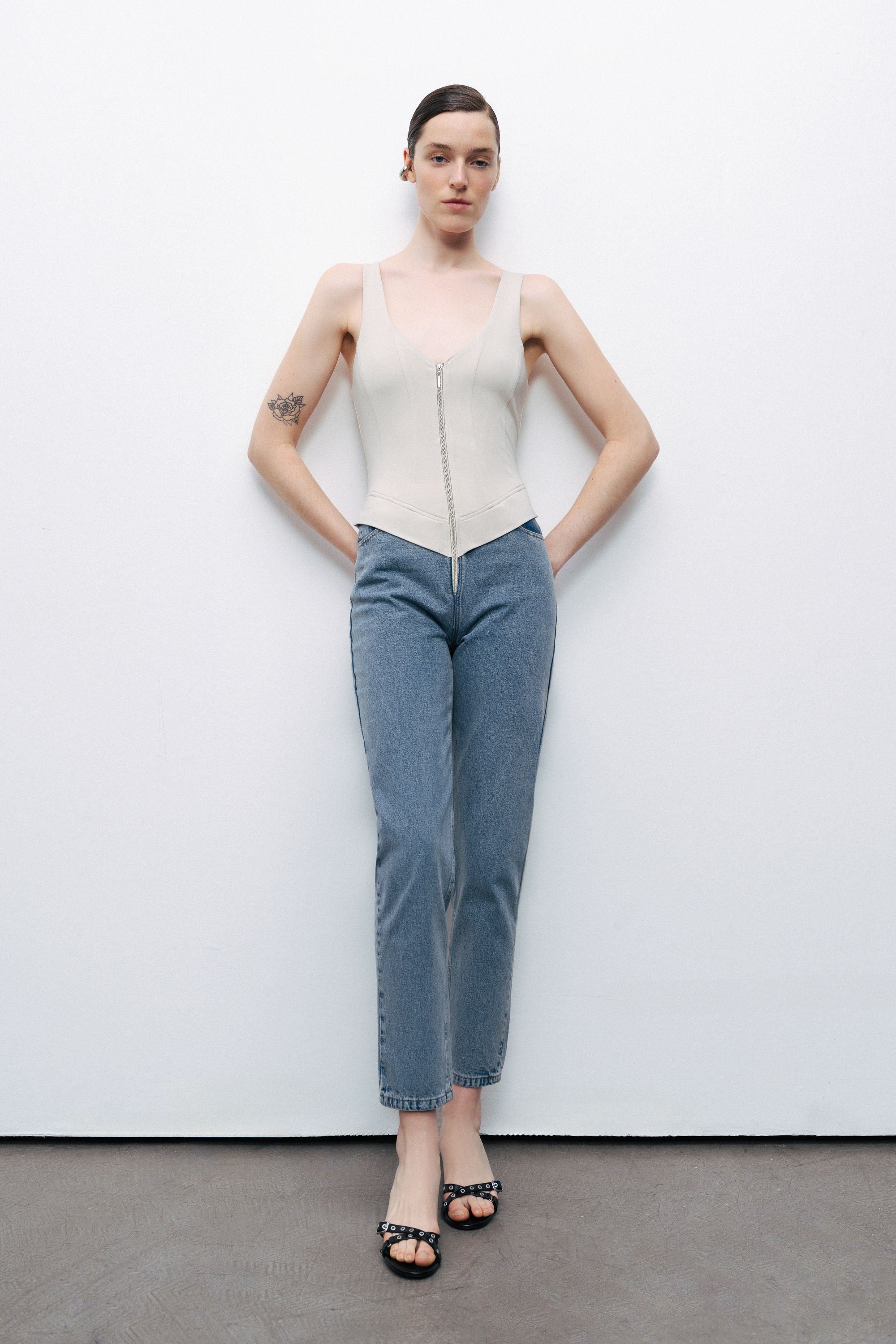 Denim Garnished Jumpsuit
