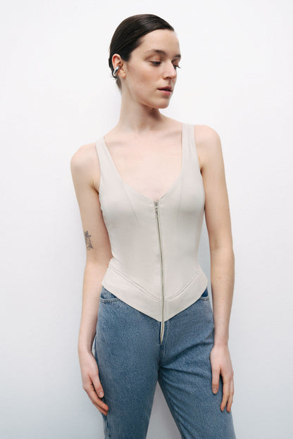 Denim Garnished Jumpsuit