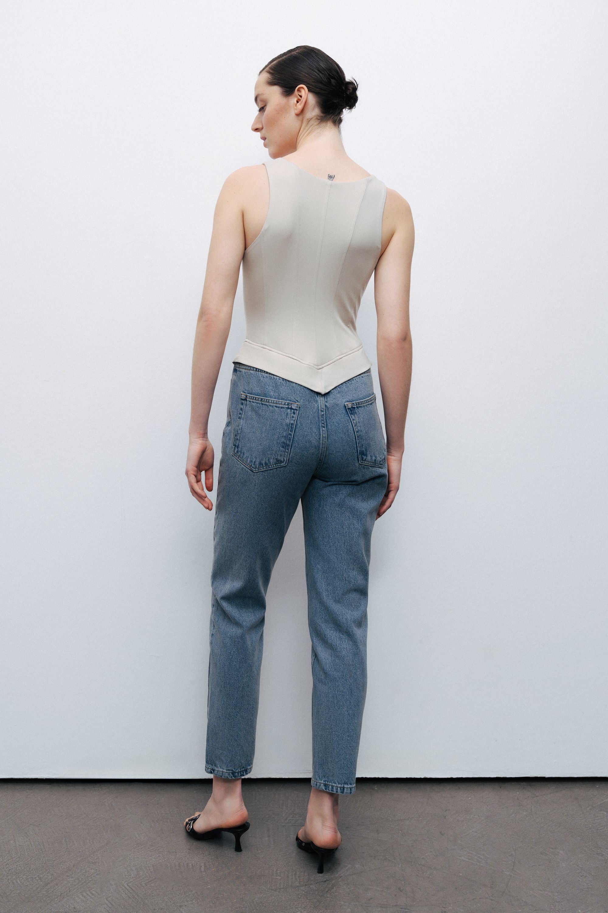 Denim Garnished Jumpsuit