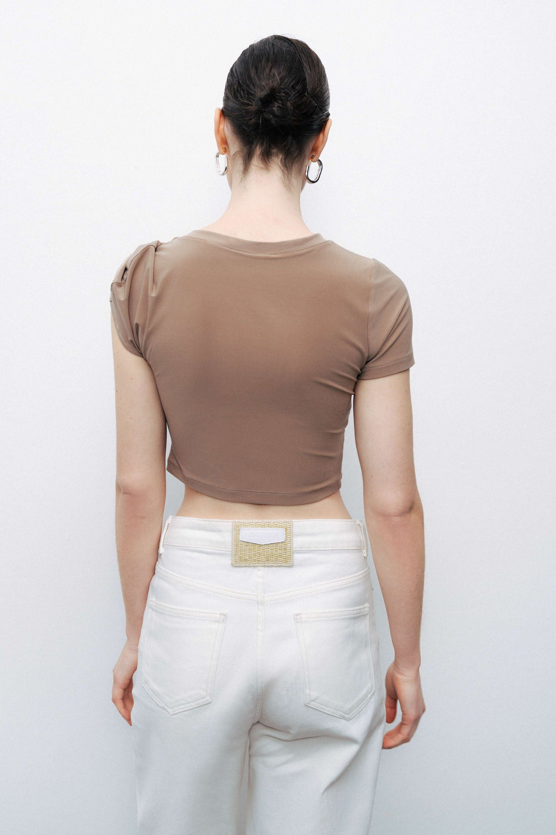 Brown Crop Top with Twisted Detail