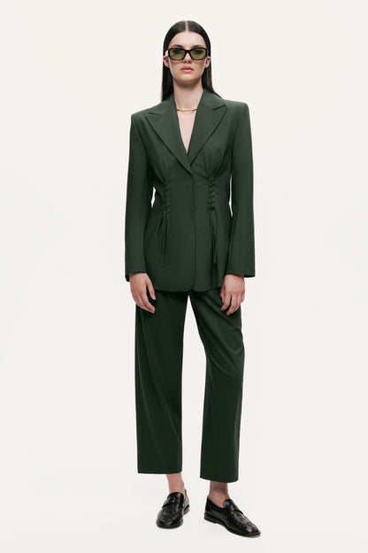 Lace-Up Waist Tailored Blazer