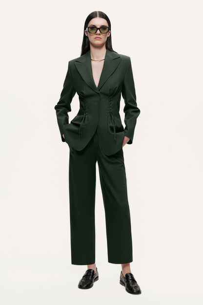 Lace-Up Waist Tailored Blazer