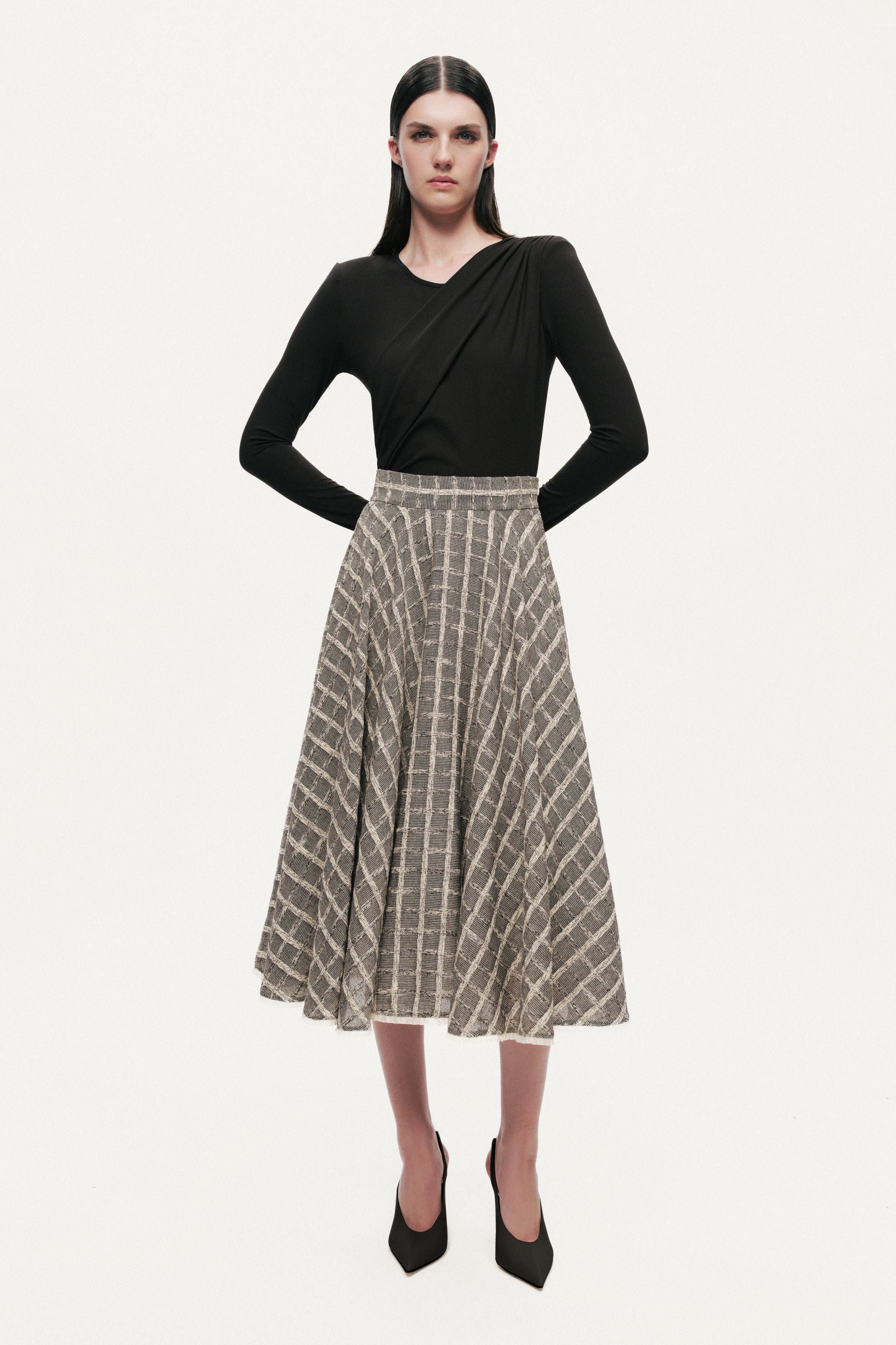 Frill Trimmed Ruffle Midi Skirt