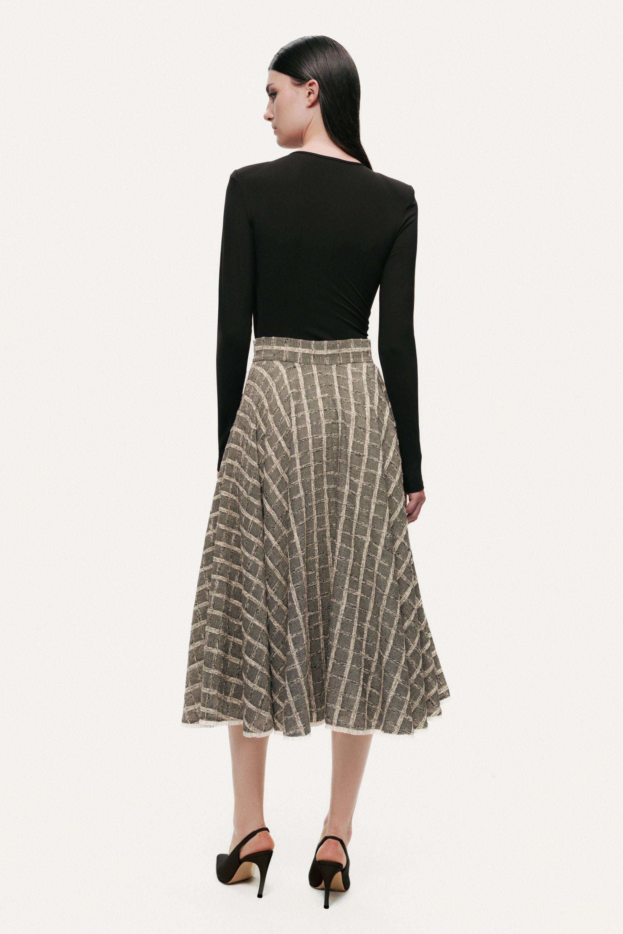 Frill Trimmed Ruffle Midi Skirt