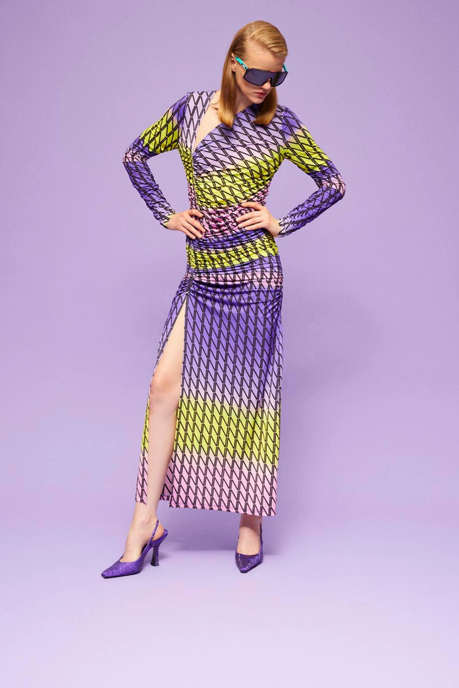 Printed Maxi Slit Dress