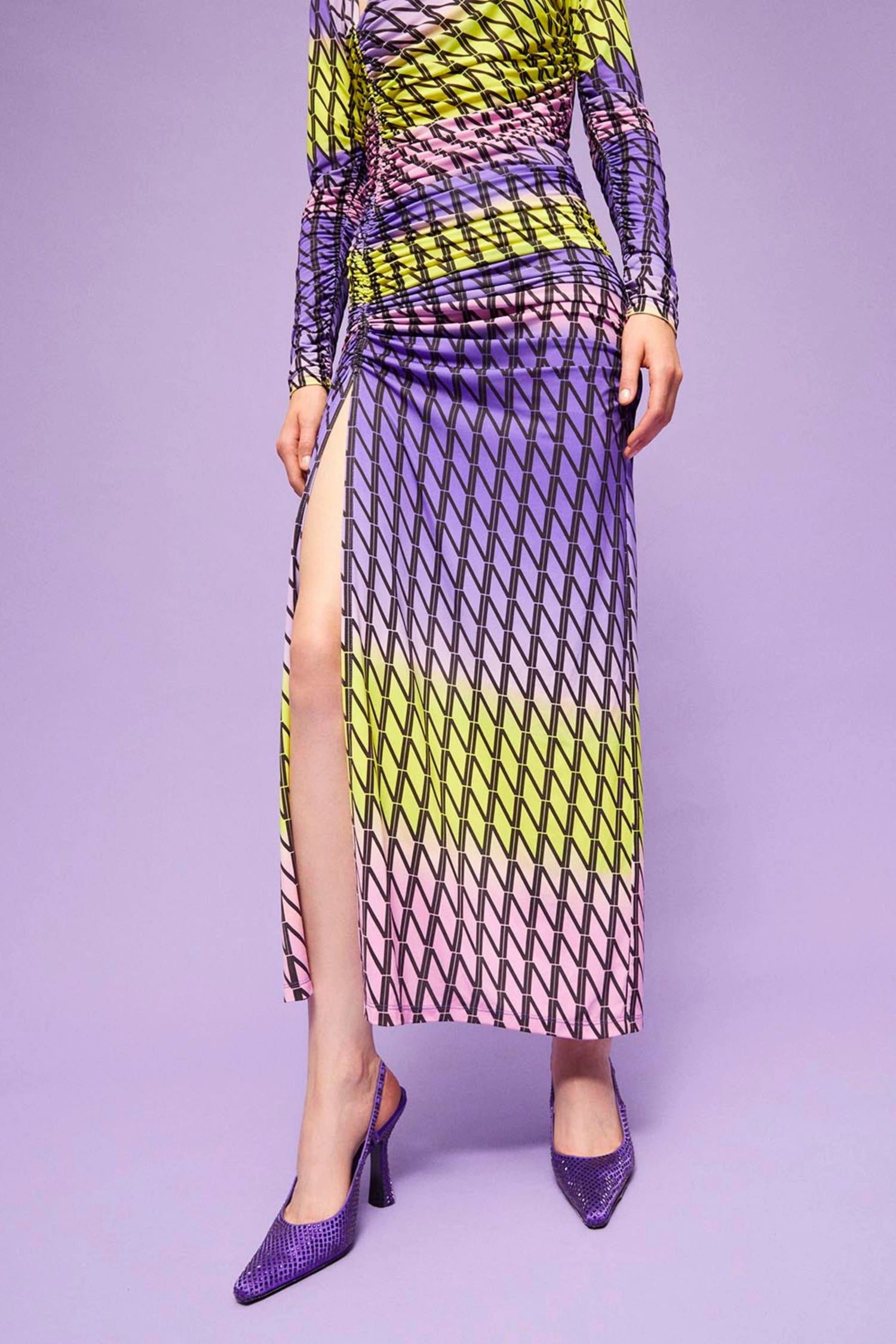Printed Maxi Slit Dress