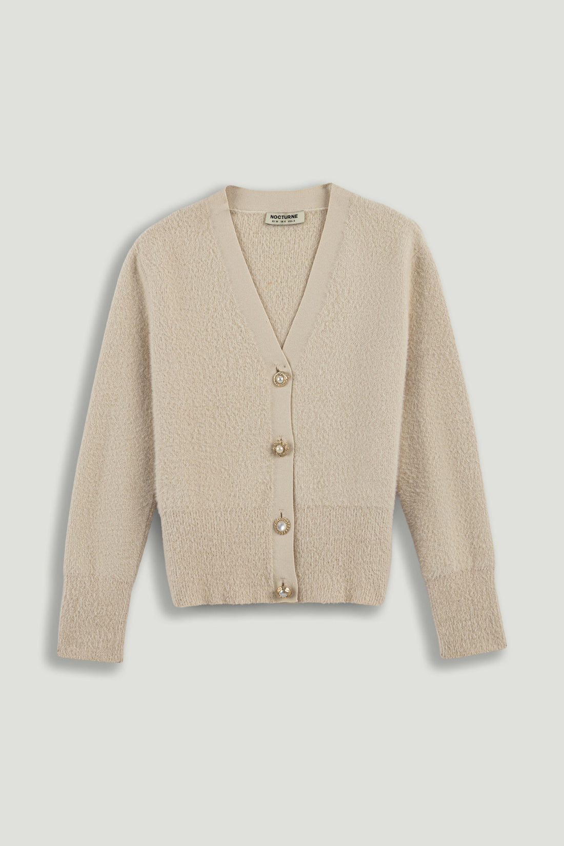 Pearl-Button V-Neck Cardigan