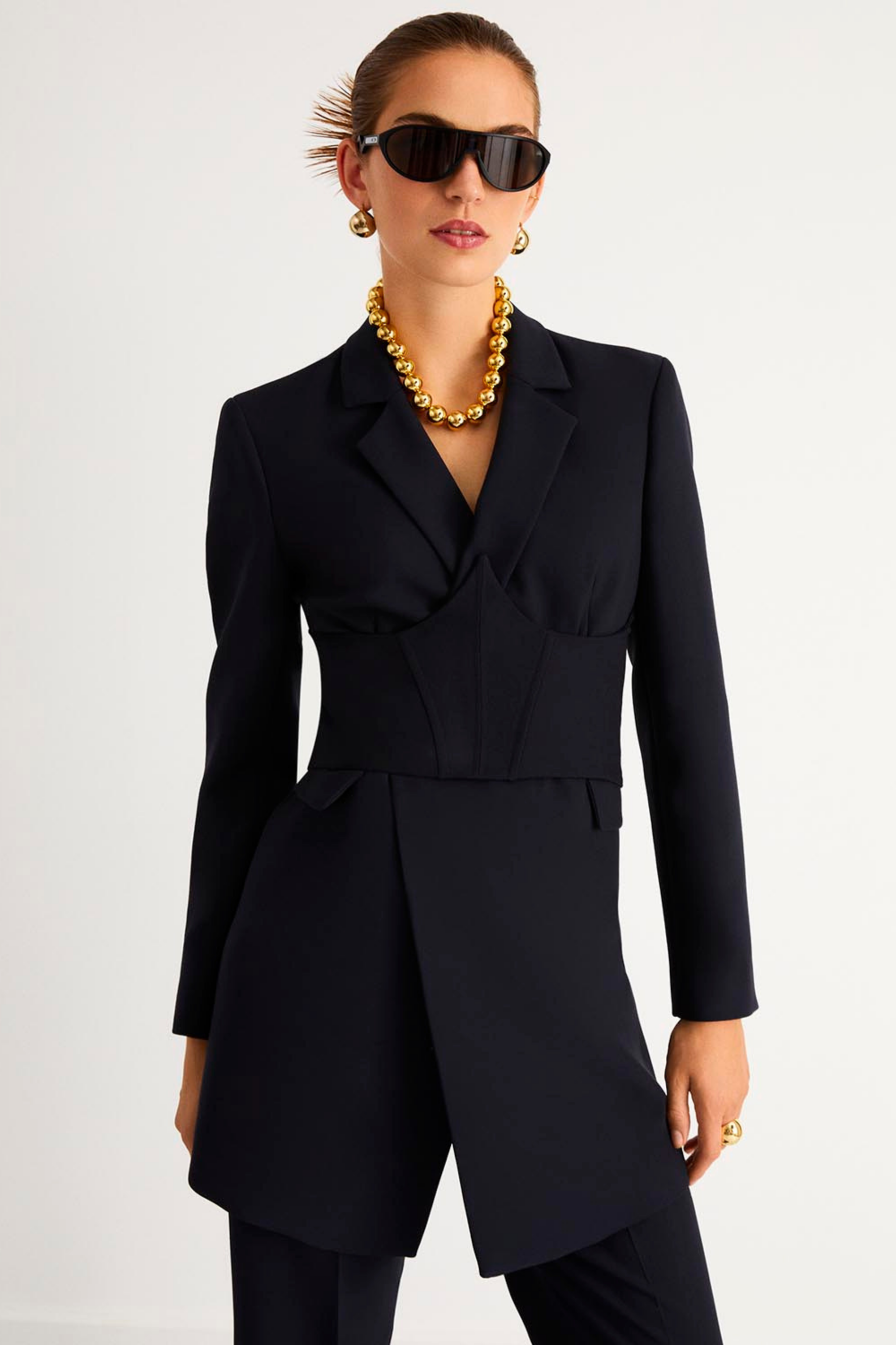 Shoulder Pad Double-Breasted Blazer