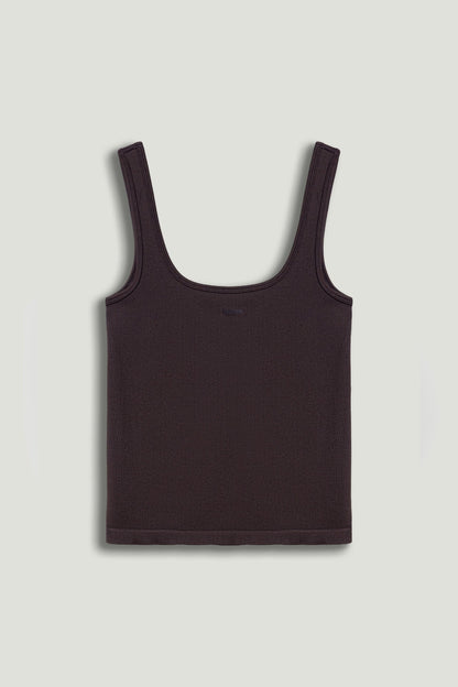 Brown Printed Sleeveless Crop Top