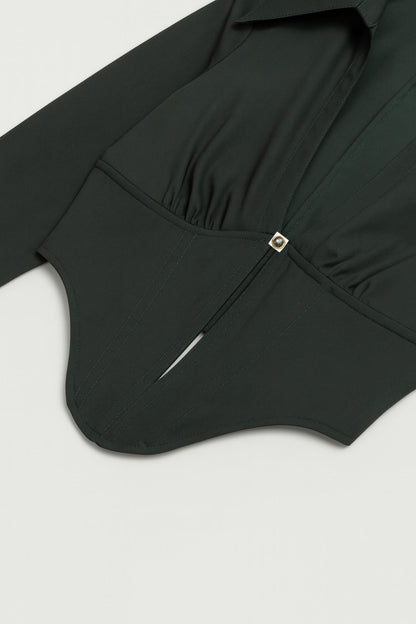 Sculpted Deep-V Corset Blouse
