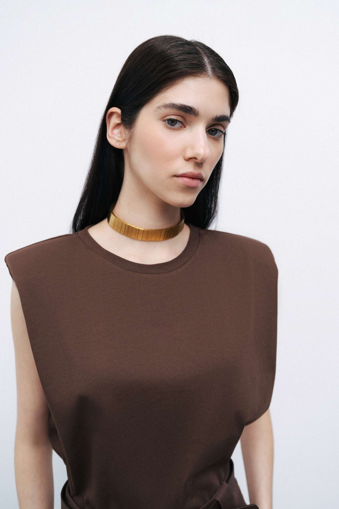 Coffee Padded Basic T-Shirt