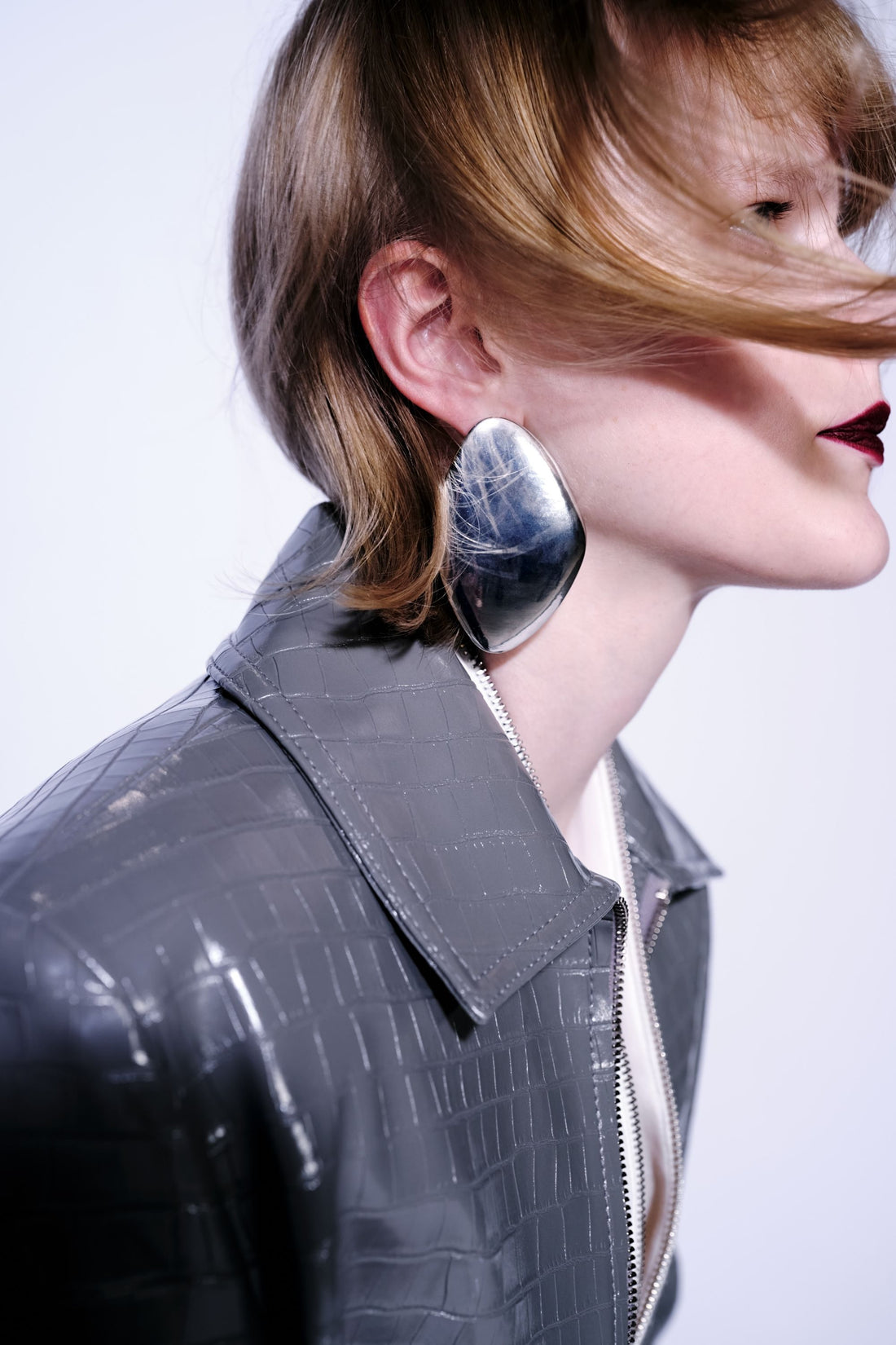 Shirt Collar Faux Leather Jacket