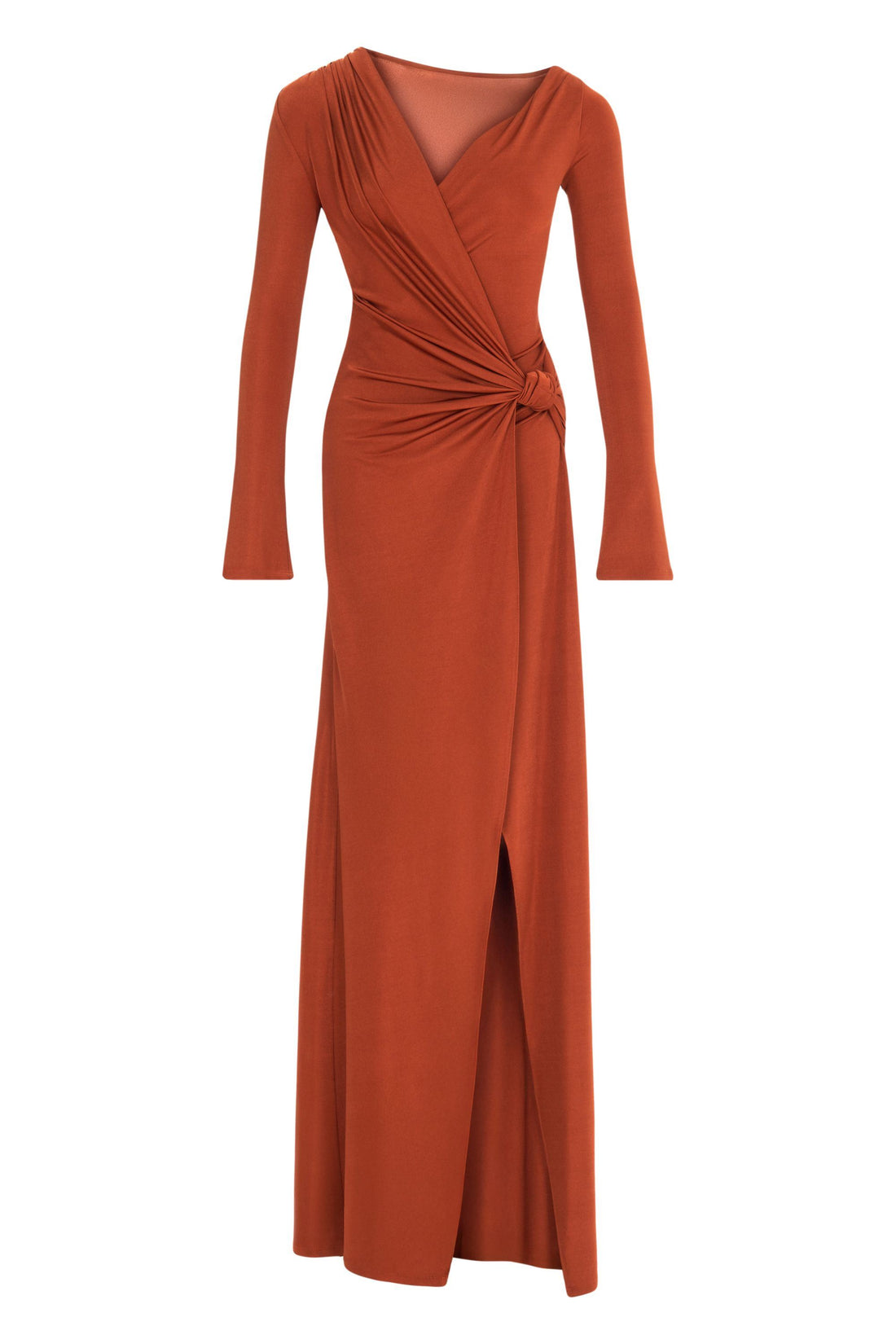 Cinnamon Knot Detail Slit Maxi Dress