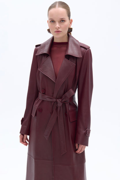 Faux Leather Trench Coat