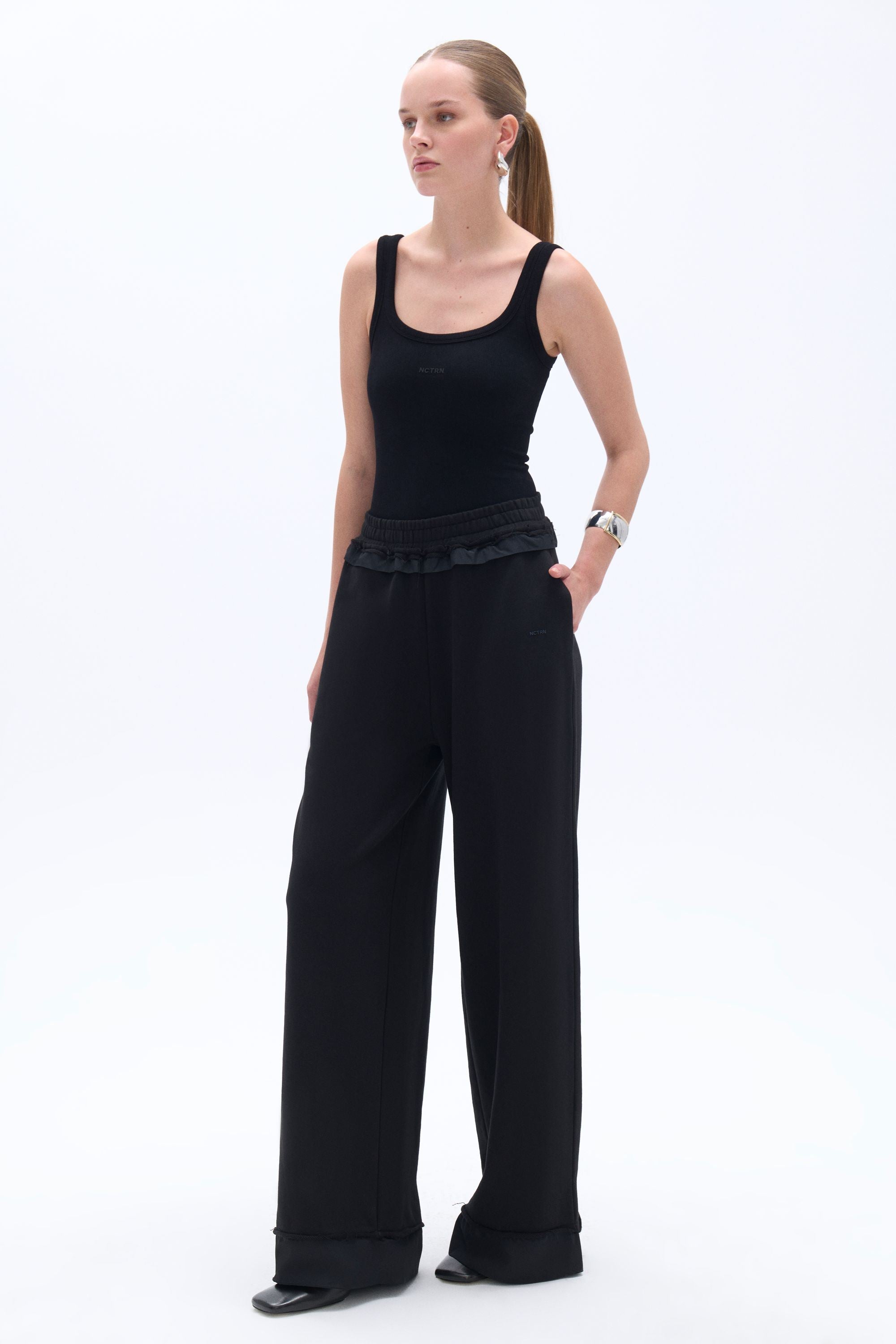 Wide-Leg Pants with Elastic Waistband