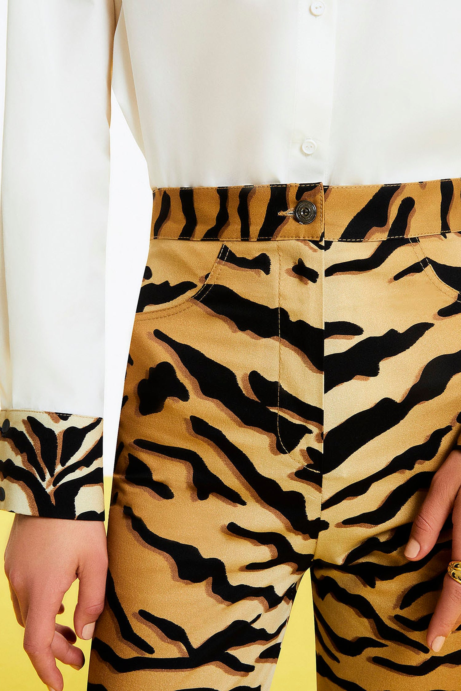 Tiger Print High-Waisted Pants
