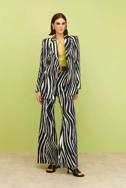 Zebra Print Linen Pants