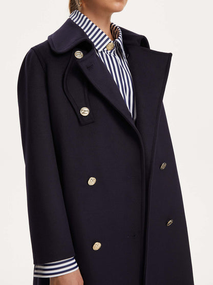 High Collar Wool Blend Coat