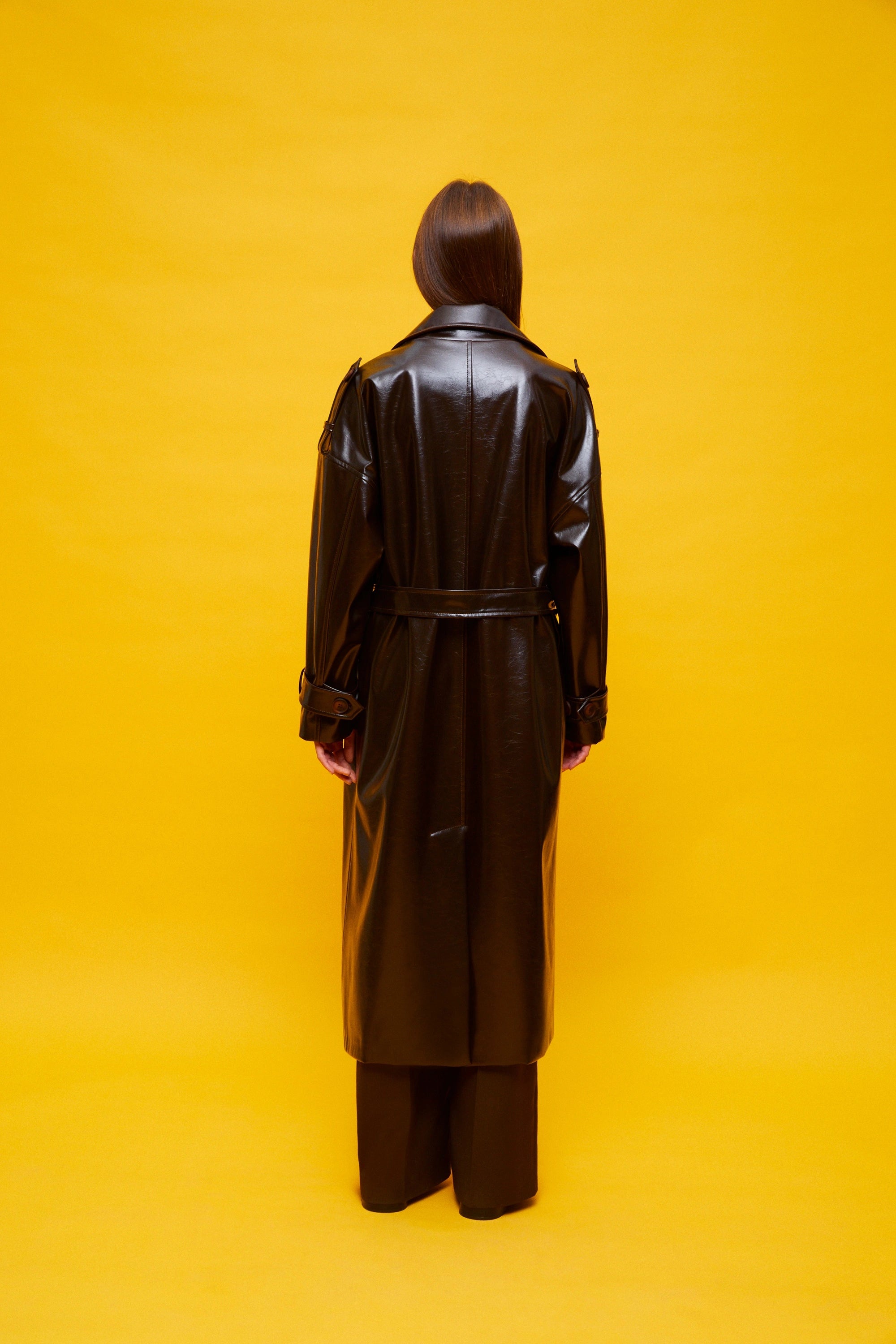 Belted Pleather Trench Coat