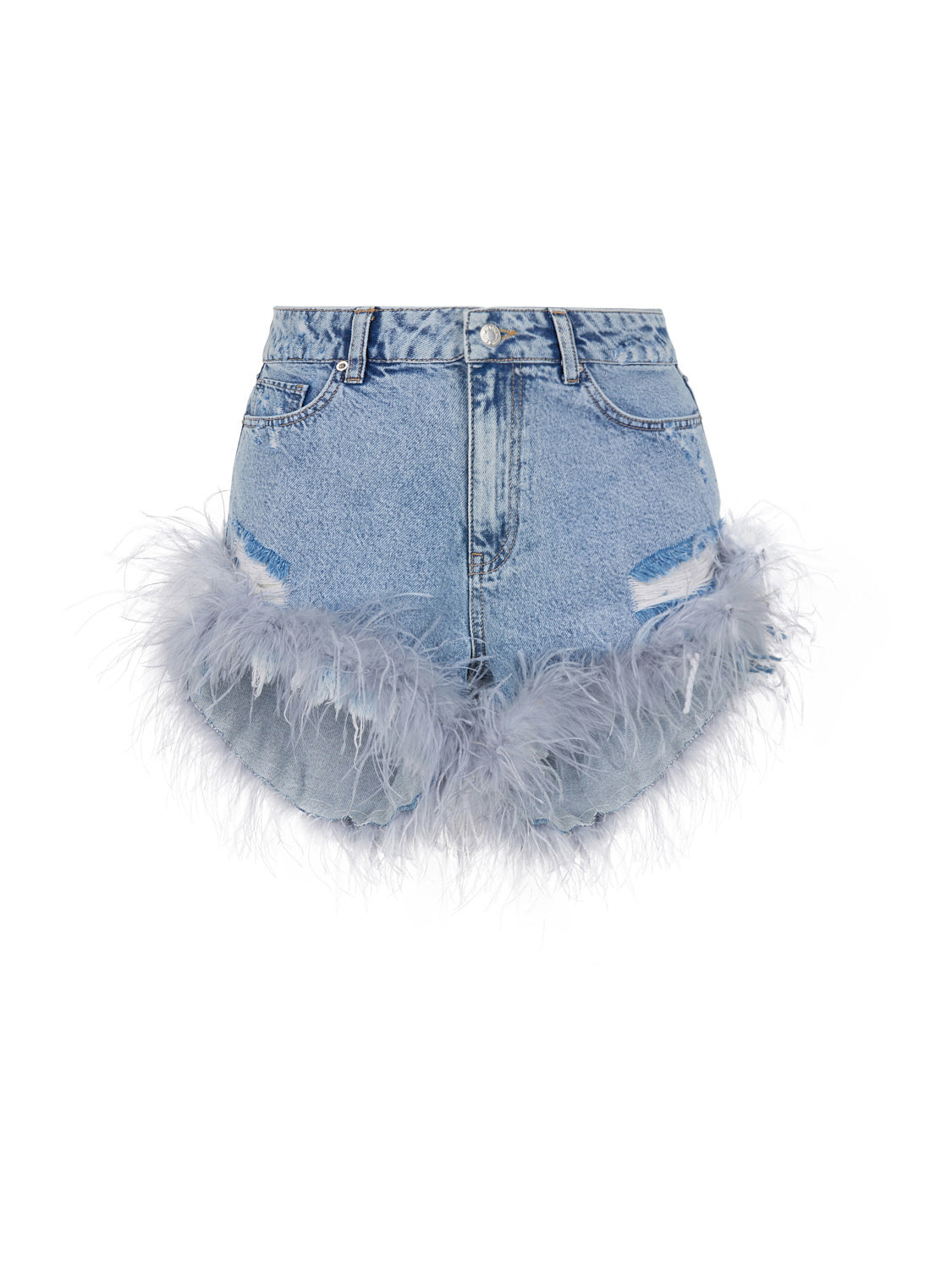 Feather Boa Jean Shorts Nocturne