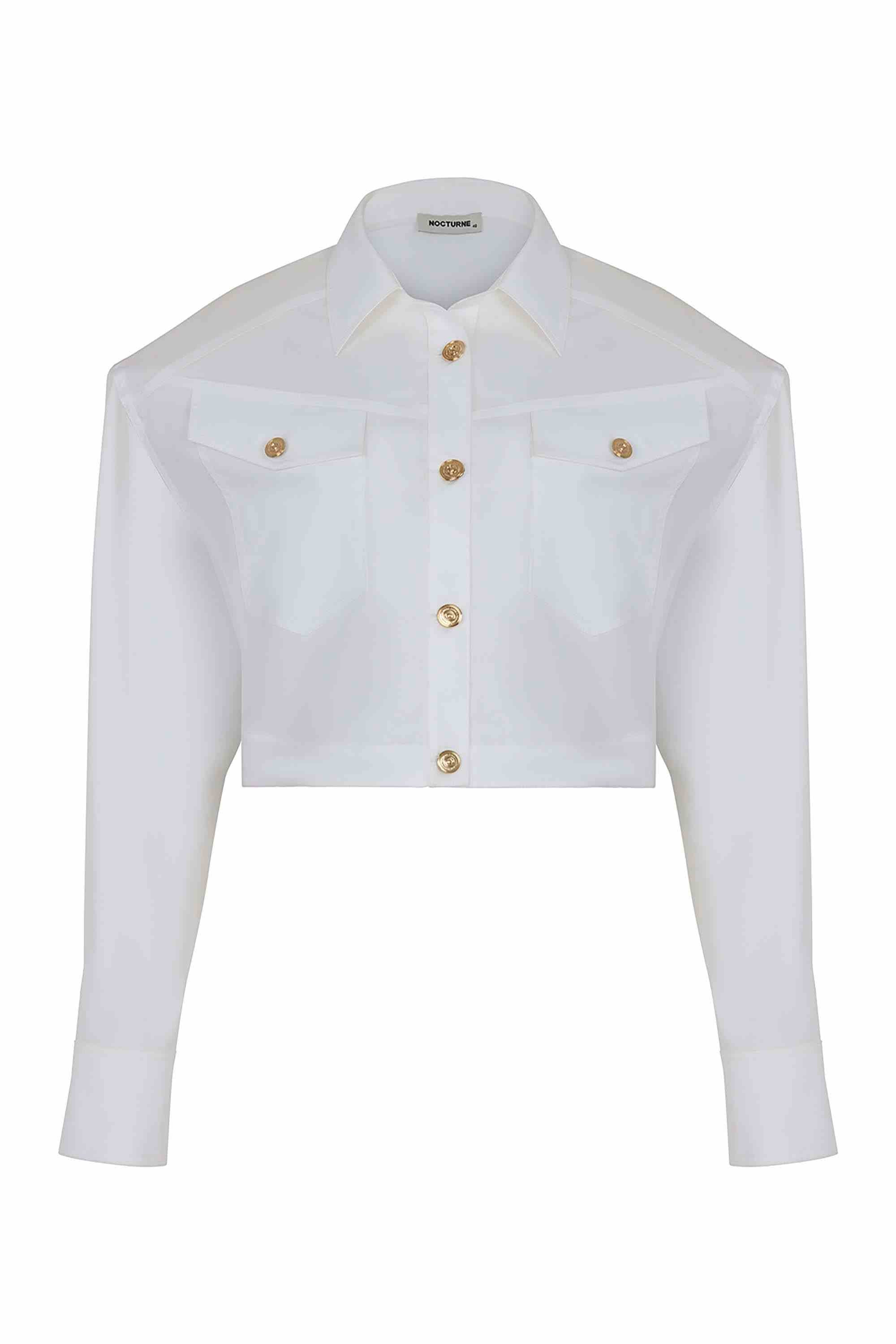 Cropped Shirt With Shoulder Pads