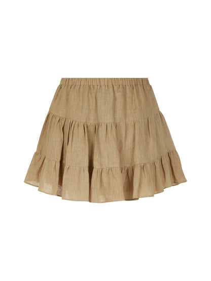 Tiered Mini Linen Skirt