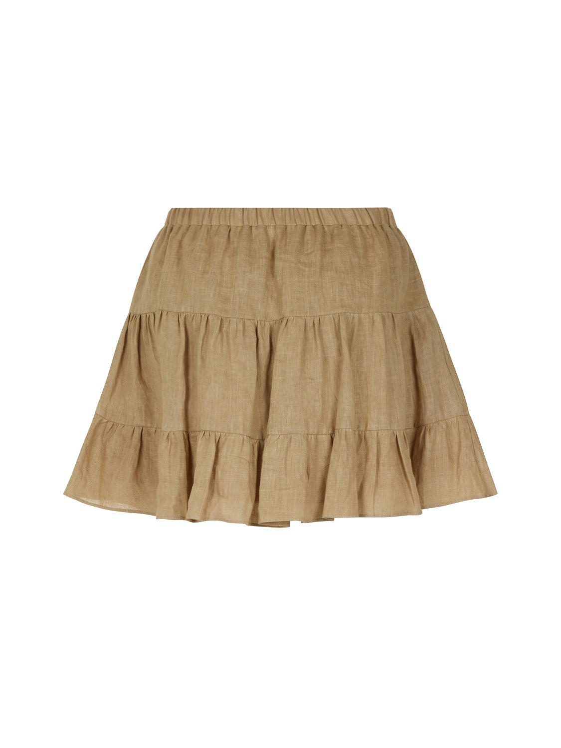 Tiered Mini Linen Skirt