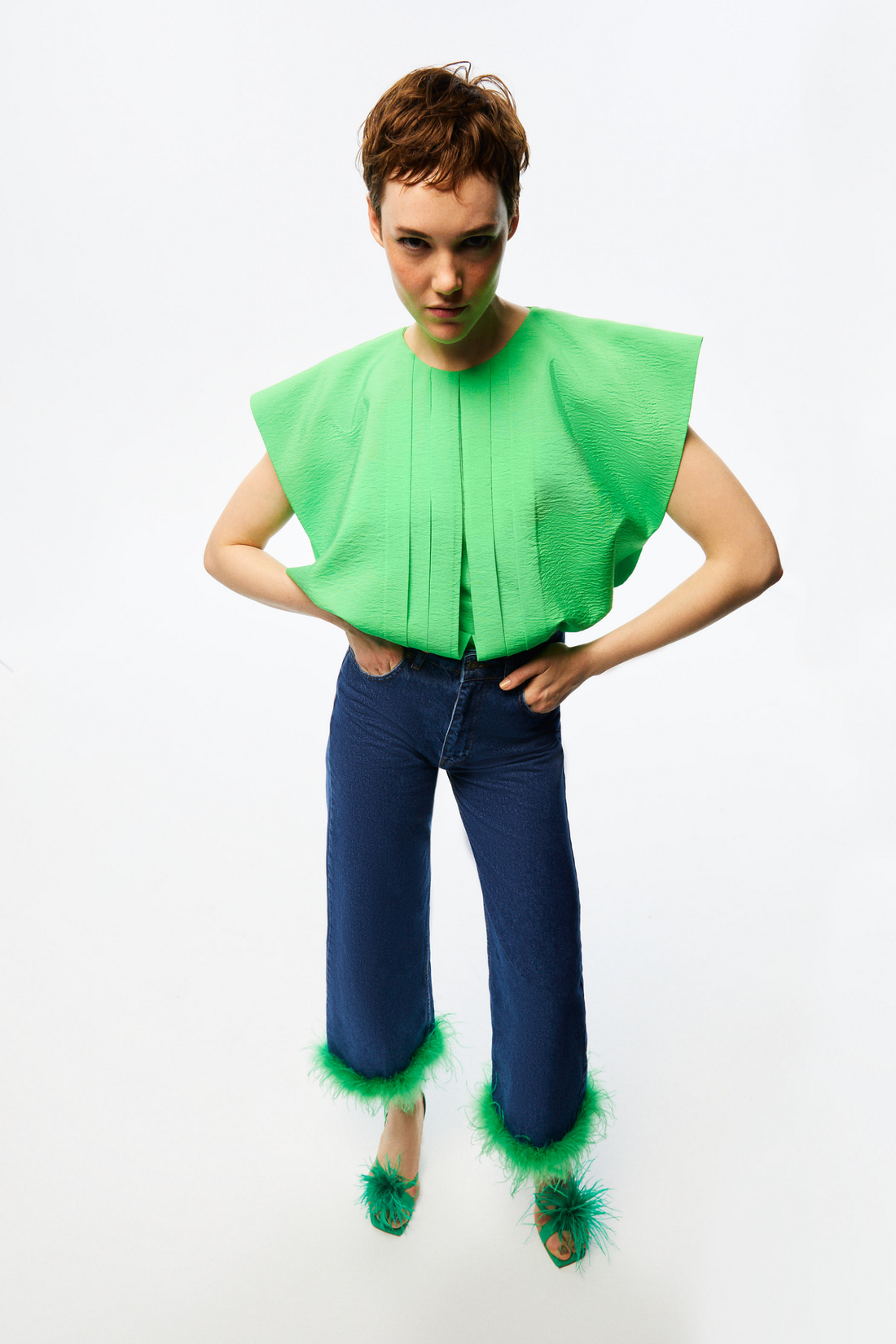 Pleated Green Top