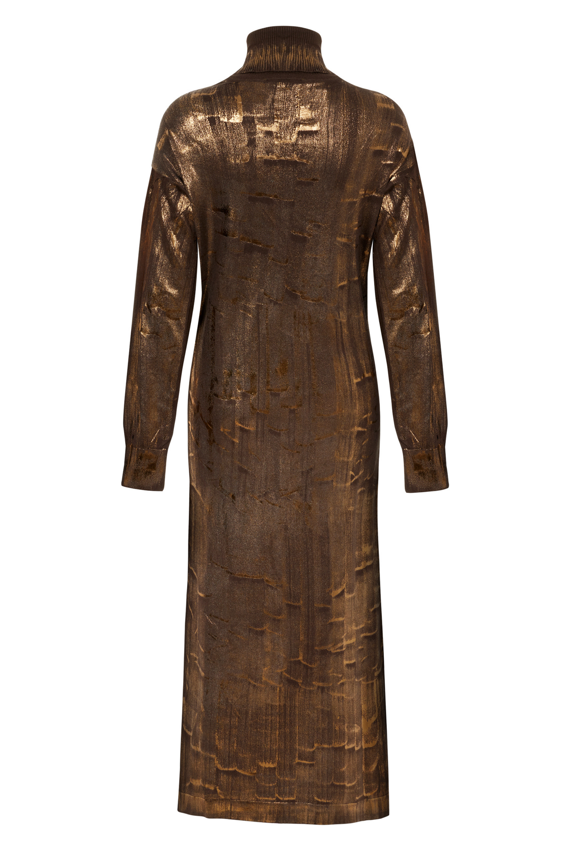 Bronze Effect Knit Midi Dress