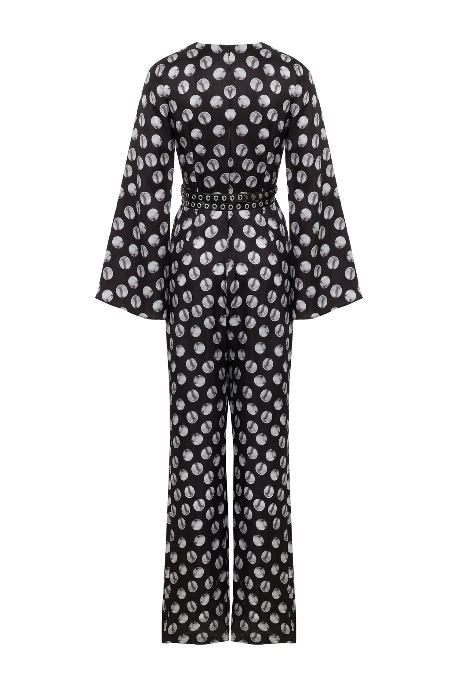 Printed V-Neck Belted Jumpsuit