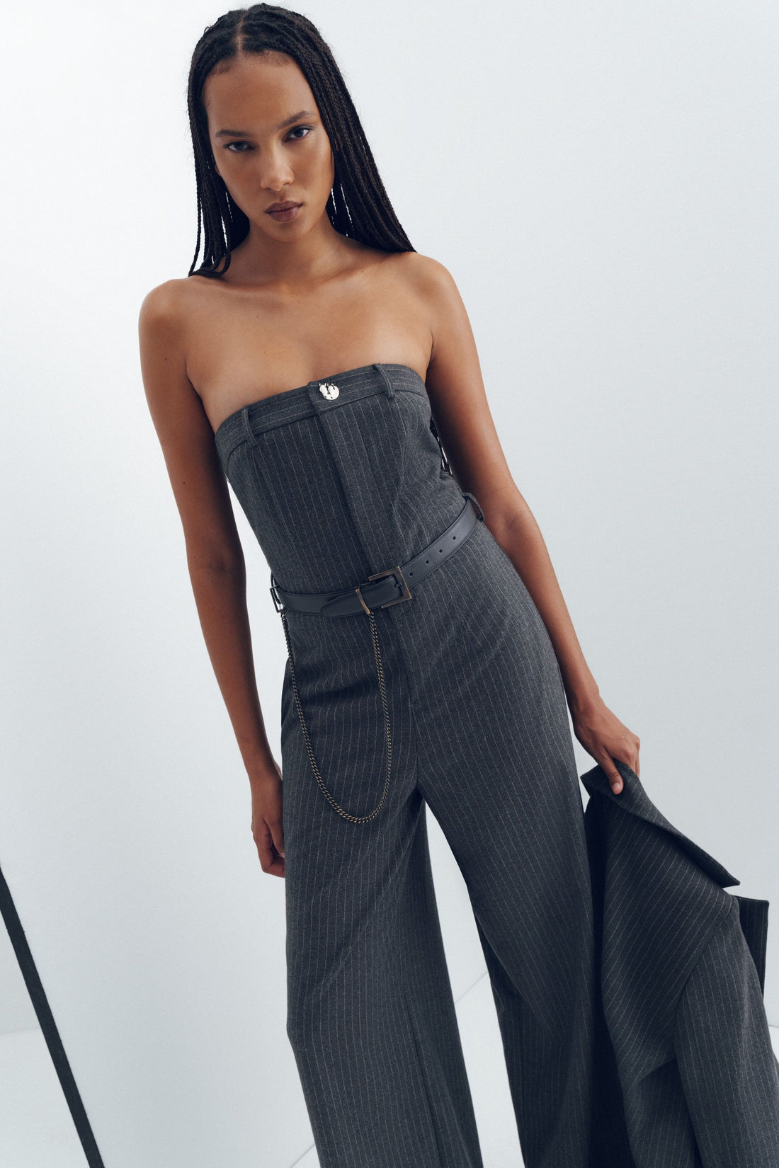 Belted Striped Jumpsuit