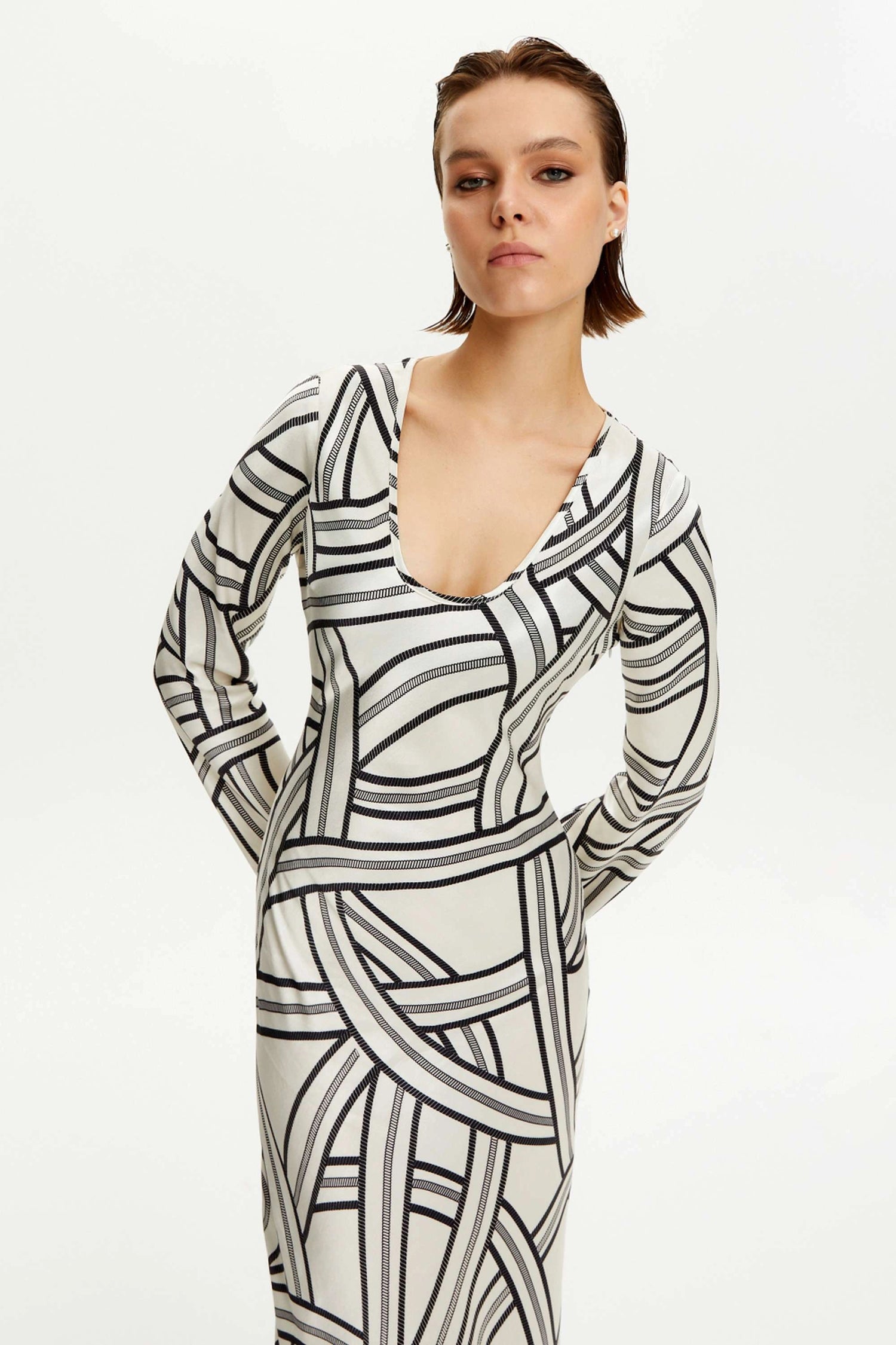 Monochrome Printed Dress