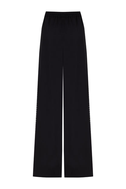 Wide-Leg Crepe Satin Pants